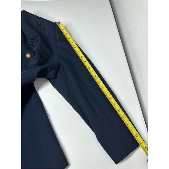 Vintage New Wool Women’s Blazer Navy Blue Embroidered Application Shells Sz M - Picture 10 of 13